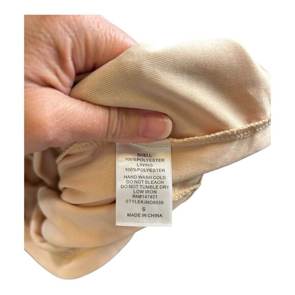 JUST ME Lace Overlay Shift Dress Navy/Nude Sz S - Picture 7 of 7